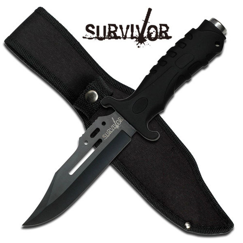 Survivor Messer Outdoormesser Fixed Blade schwarz Straight Edge Blade HK-1036S Survivor Messer Outdoormesser Fixed Blade schwarz Straight Edge Blade HK-1036S