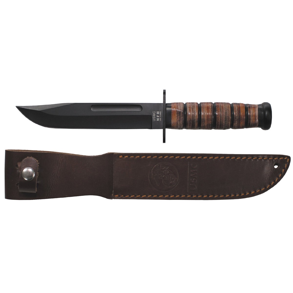 USMC Kampfmesser Messer Griff aus Lederringen Lederscheide 44153 USMC Kampfmesser Messer Griff aus Lederringen Lederscheide 44153