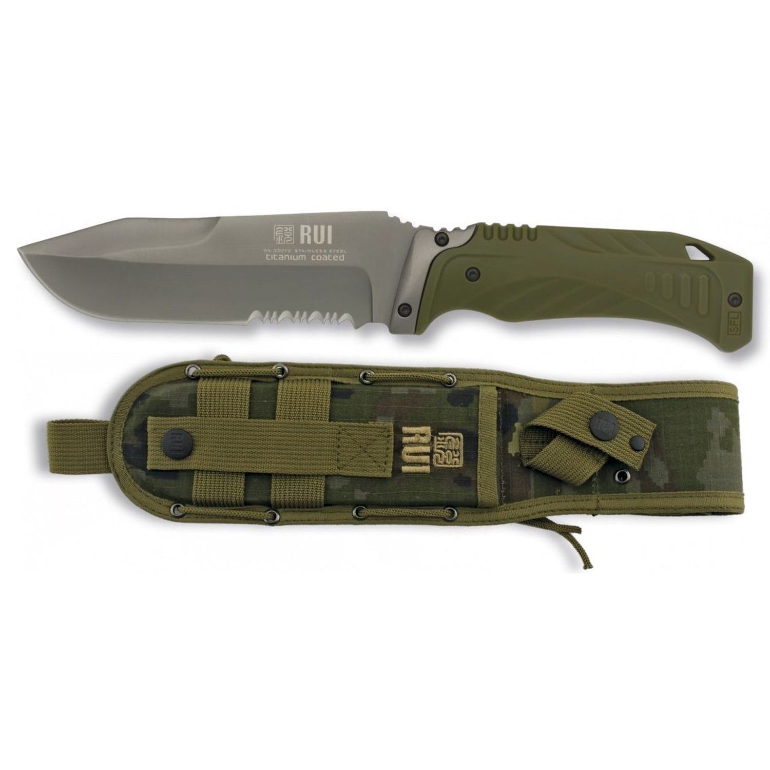 RUI Tactical Knife Messer Professionell Outdoor Messer green Teilsägezahn 32073