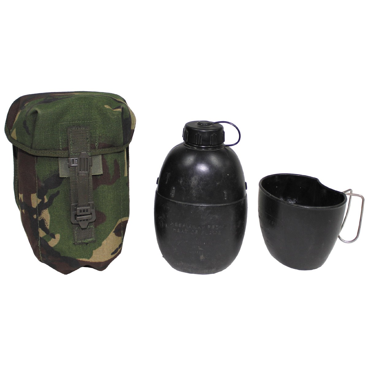 Britische Feldflasche schwarz Becher Tasche DPM tarn gebr Trinkflasche Britische Feldflasche schwarz Becher Tasche DPM tarn gebr Trinkflasche