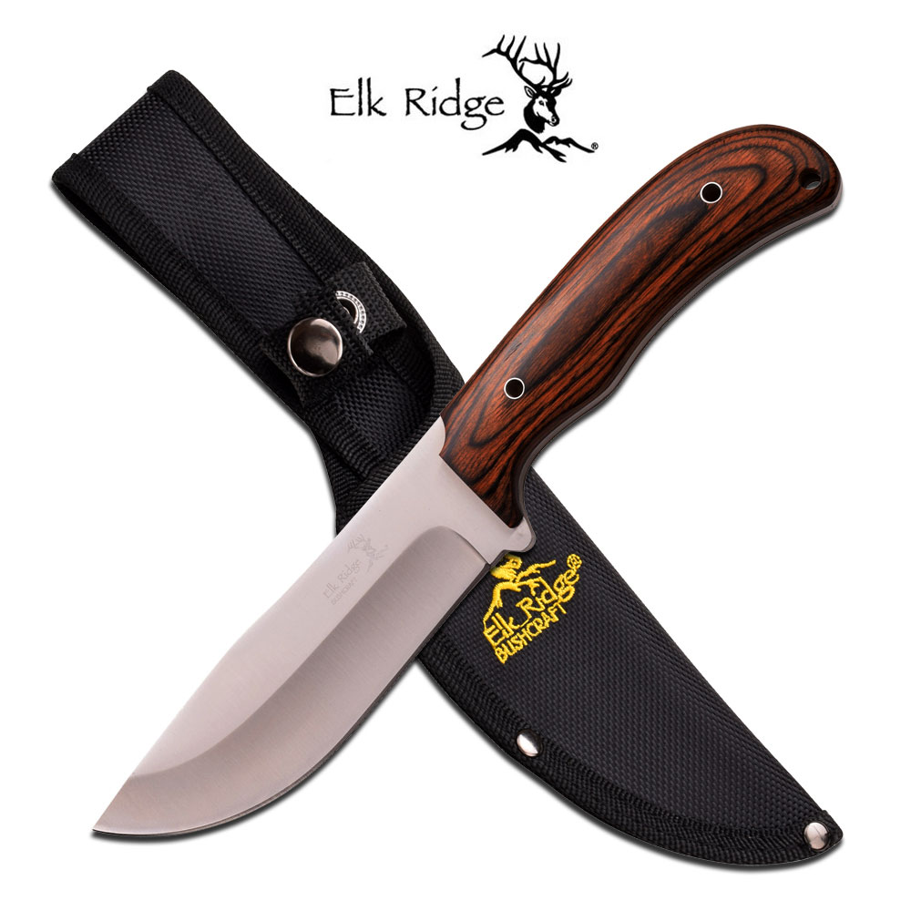 Elk Ridge Messer Jagdmesser Outdoormesser 440 Stahl Pakkaholz ER-543WD