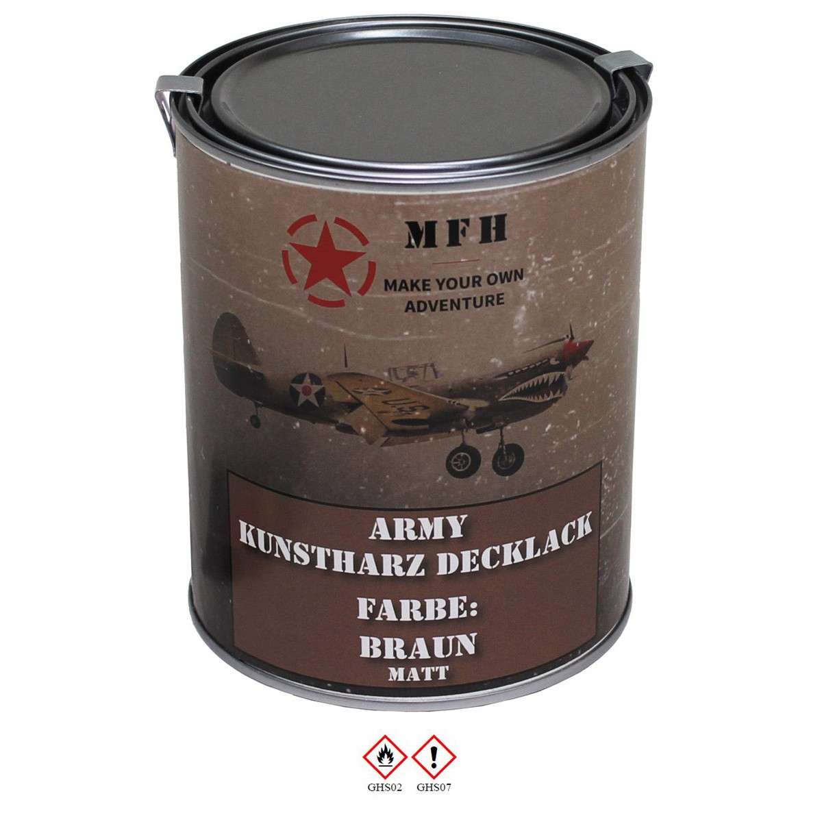 Farbdose "Army" BRAUN matt Kunstharz Decklack 1 Liter Farbdose "Army" BRAUN matt Kunstharz Decklack 1 Liter