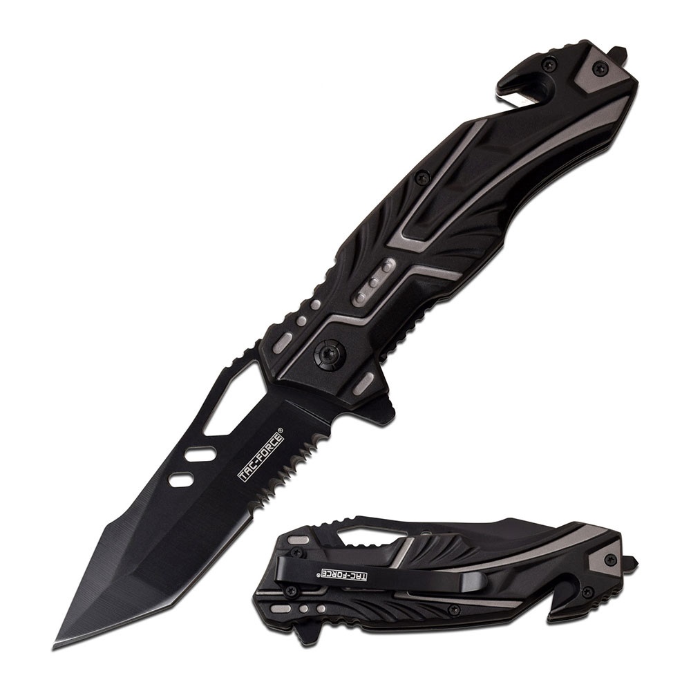 Tac Force federunterstütztes Rettungsmesser schwarz/grau TF-971GY Tac Force federunterstütztes Rettungsmesser schwarz/grau TF-971GY