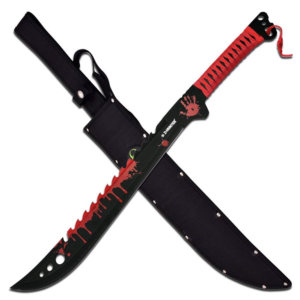 Zombie Hunter Messer Full Tang Machete Buschmesser Bloodsplash Scheide ZB-124RD Zombie Hunter Messer Full Tang Machete Buschmesser Bloodsplash Scheide ZB-124RD