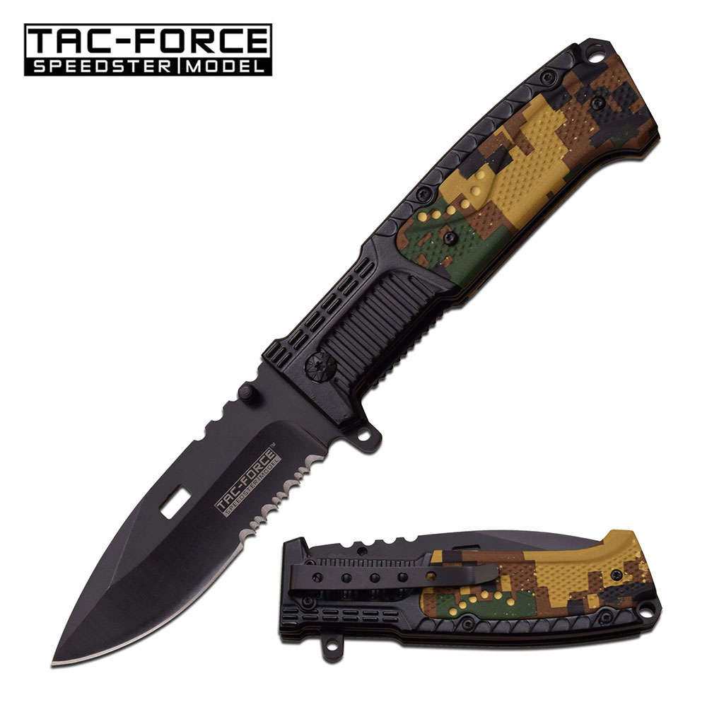 Tac Force Messer Taschenmesser halbverzahntes Blatt woodland digi camo TF-928DG Tac Force Messer Taschenmesser halbverzahntes Blatt woodland digi camo TF-928DG