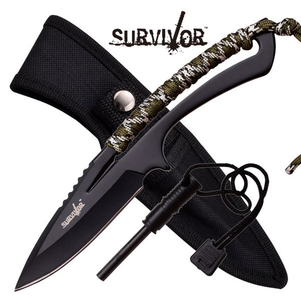 Survivor Messer Outdoormesser Fahrtenmesser Feuerstarter Nylonscheide HK-767CA Survivor Messer Outdoormesser Fahrtenmesser Feuerstarter Nylonscheide HK-767CA