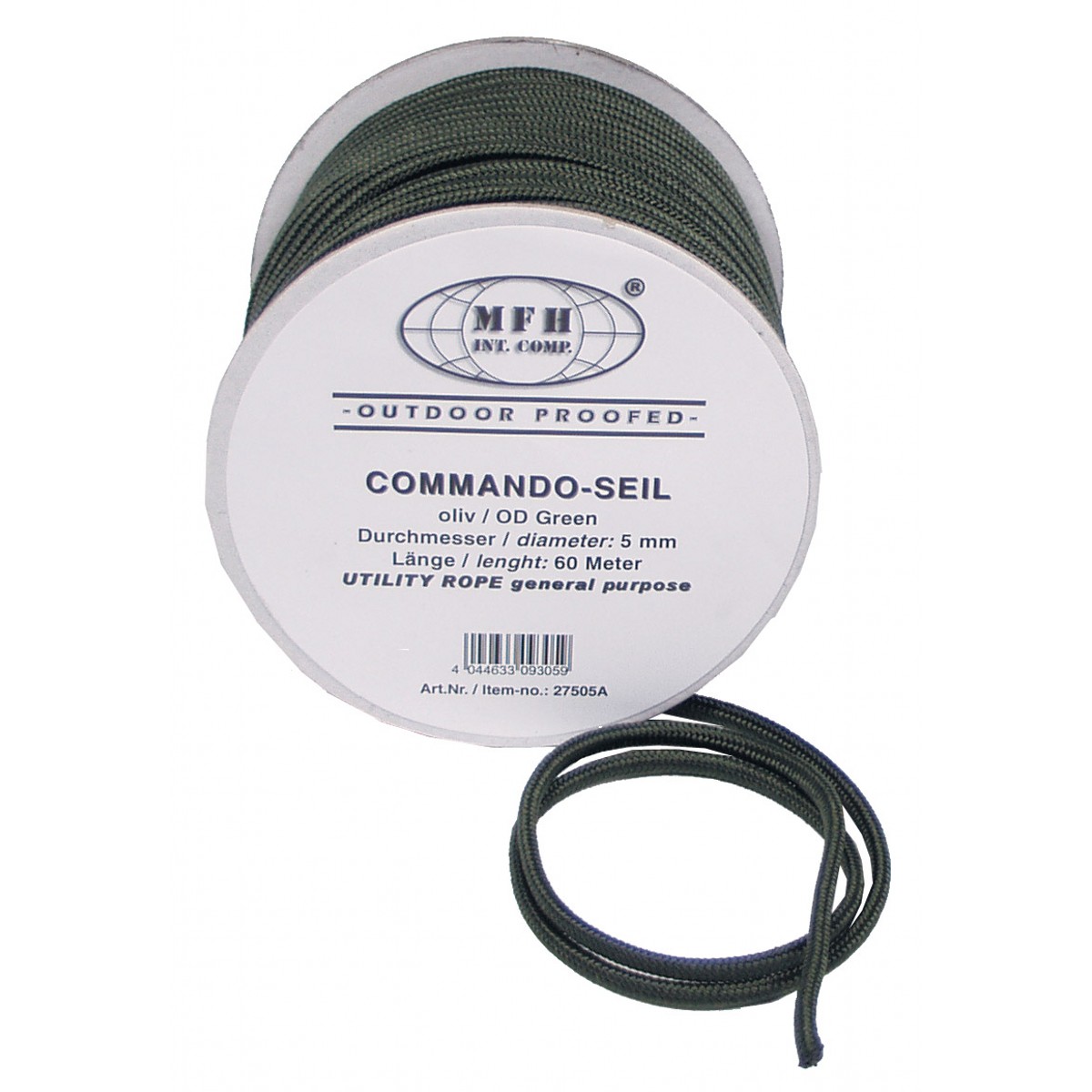COMMANDO SEIL auf Rolle 5mm / 60m oliv 0,16 € pro Meter