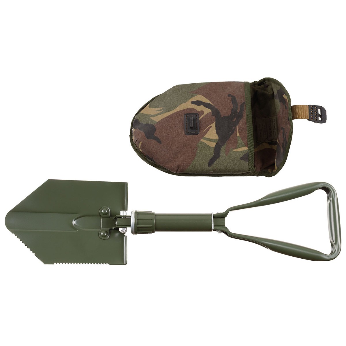 Bundeswehr Klappspaten 3-teilig BW Spaten oliv mit gebrauchter Tasche