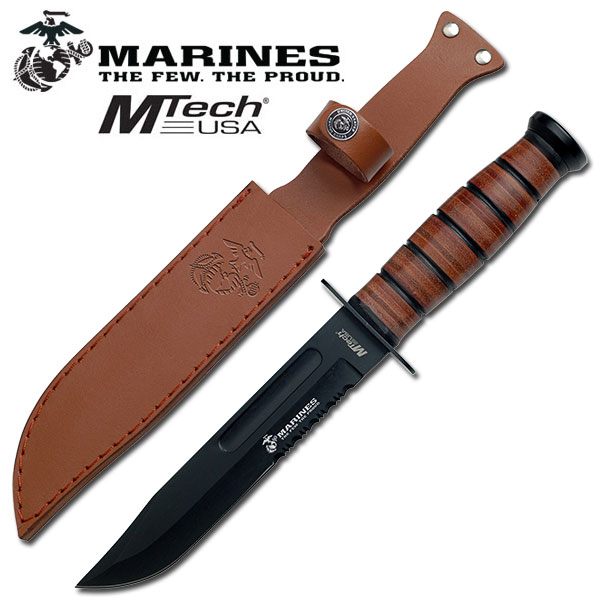 Mtech Kampfmesser Messer feststehend Griff Lederriemen Lederscheide MT-122MR Mtech Kampfmesser Messer feststehend Griff Lederriemen Lederscheide MT-122MR