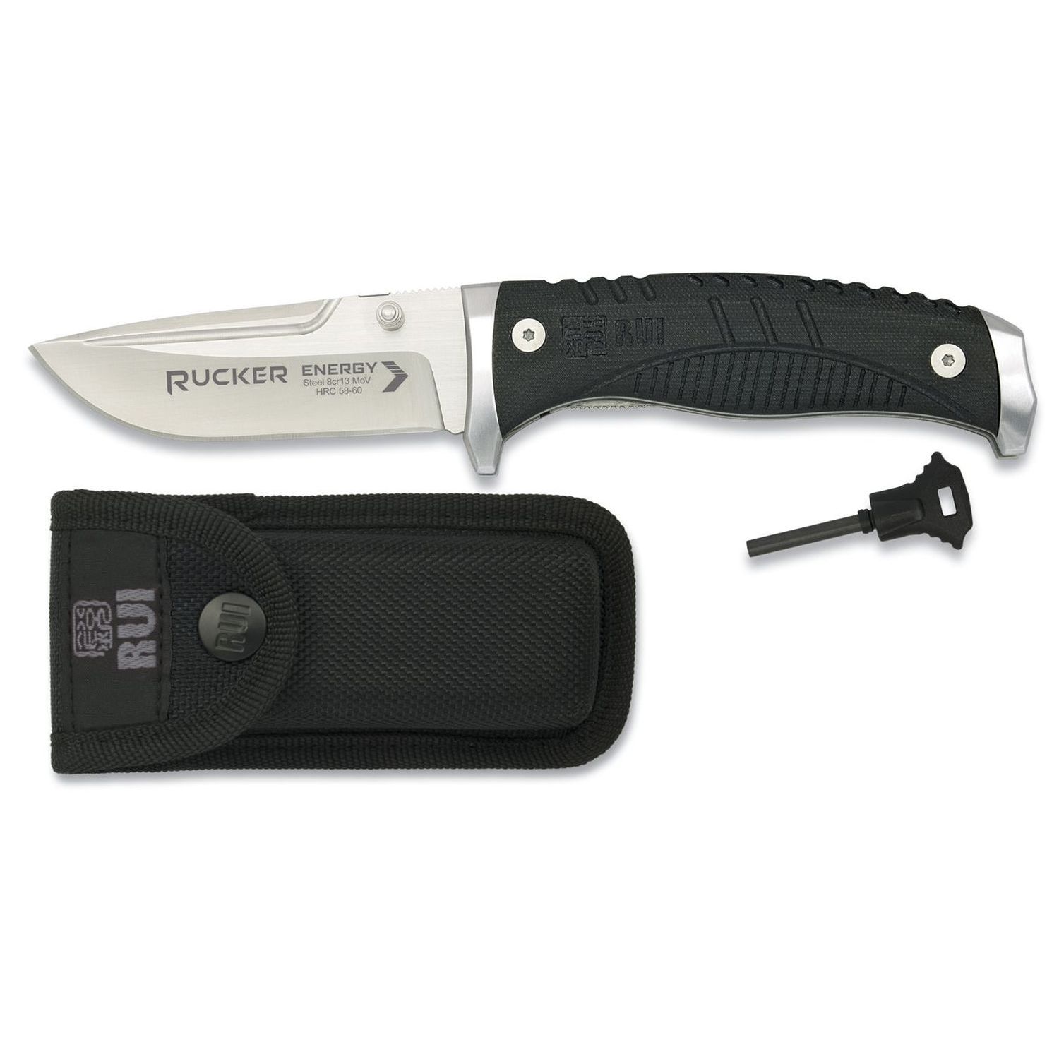 RUI Serie Energy Messer " Rucker " Taschenmesser Feuerstarter Etui 19550 RUI Serie Energy Messer " Rucker " Taschenmesser Feuerstarter Etui 19550