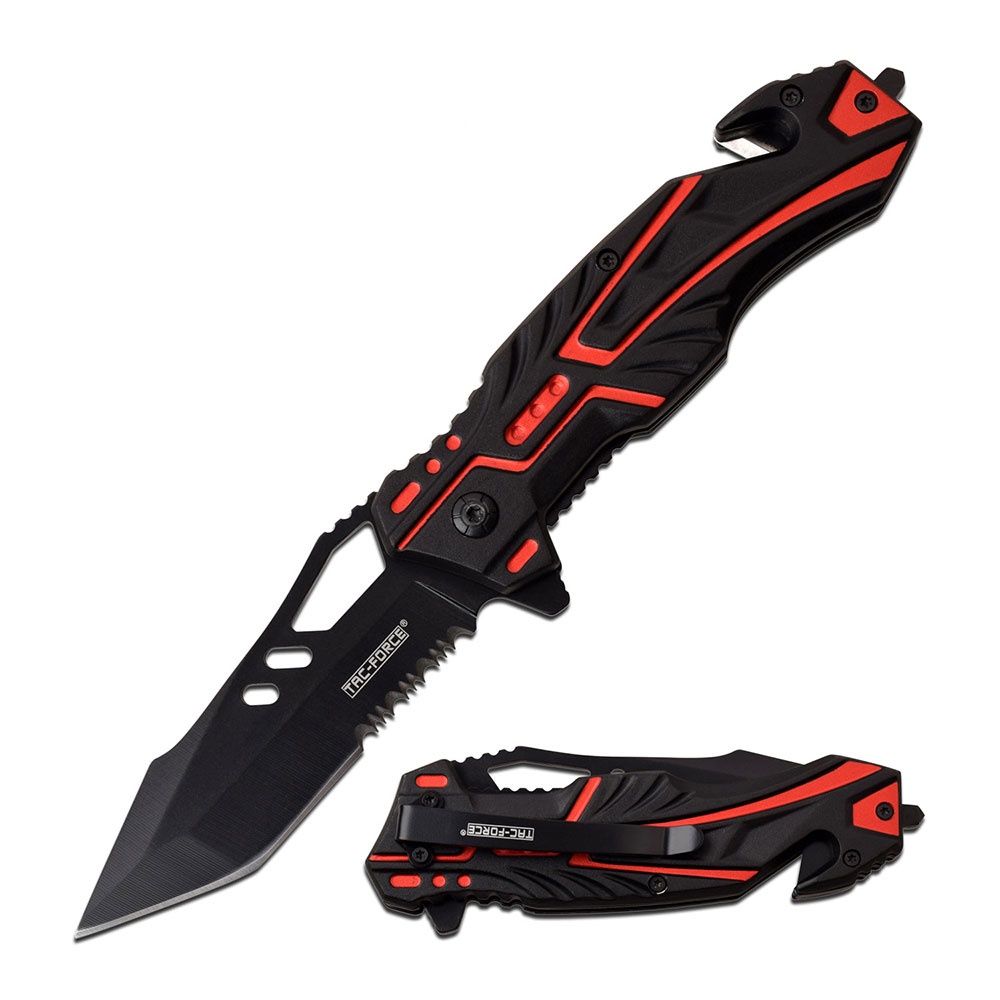 Tac Force federunterstütztes Rettungsmesser schwarz/rot TF-971RD Tac Force federunterstütztes Rettungsmesser schwarz/rot TF-971RD