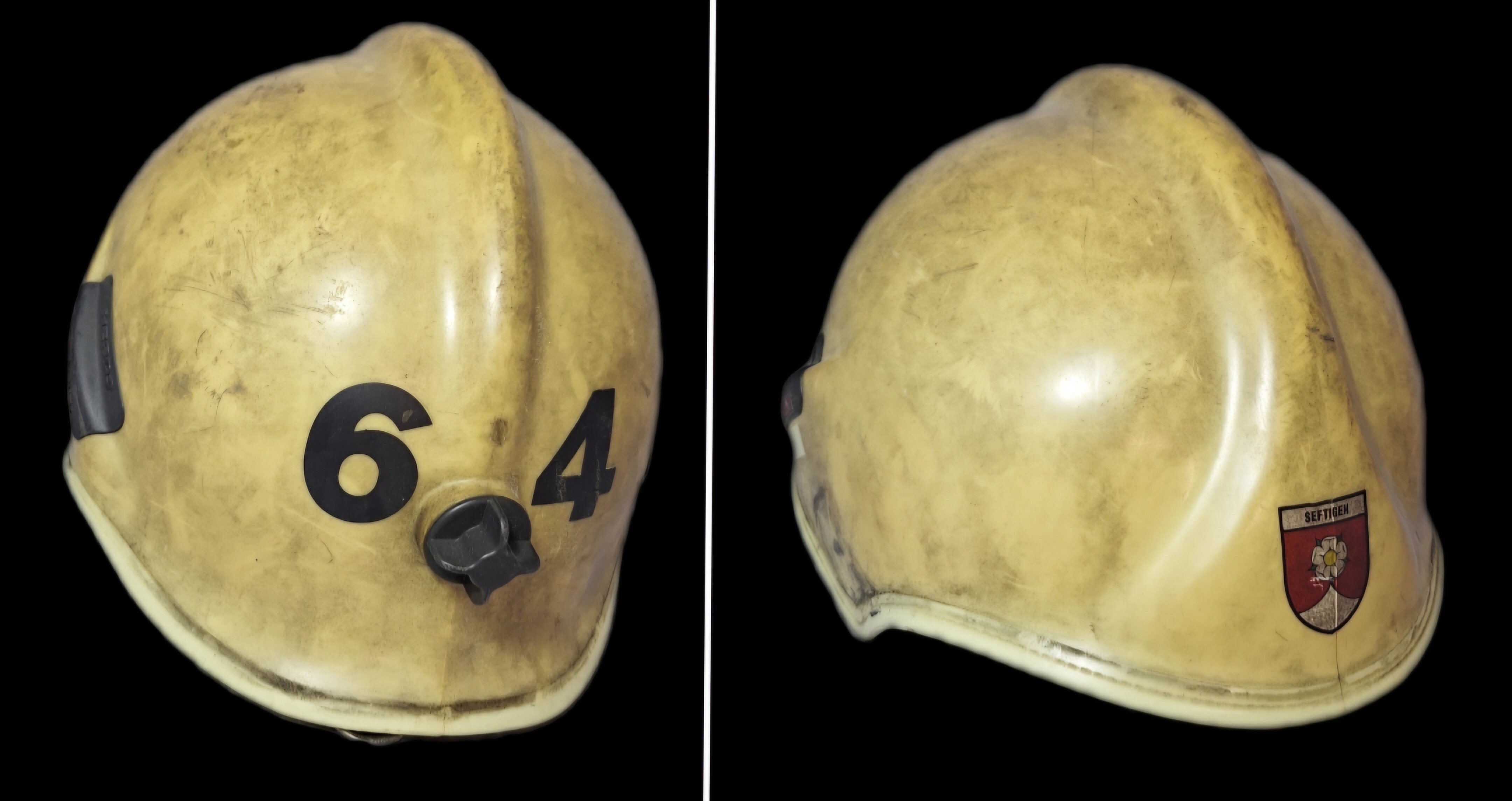 ~123 Feuerwehrhelm Schweiz CH Gemeinde Seftigen beige No. 64 Rosenbauer Helm ~123 Feuerwehrhelm Schweiz CH Gemeinde Seftigen beige No. 64 Rosenbauer Helm