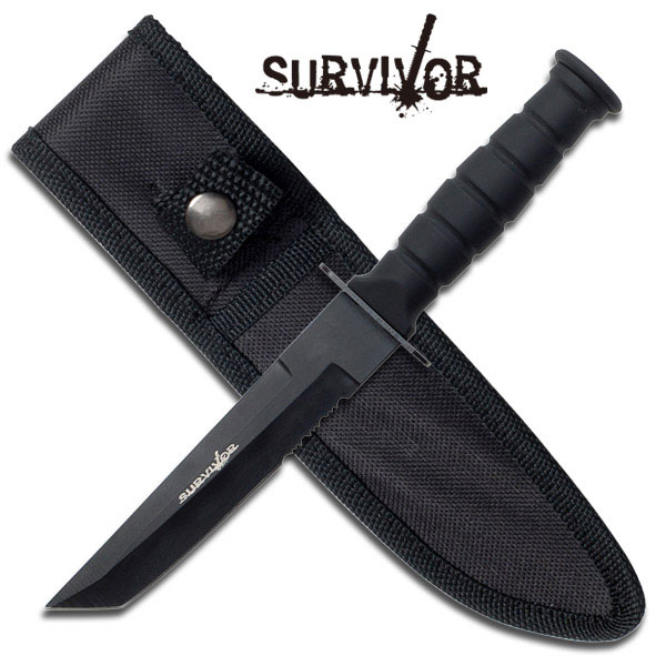 Survivor Messer Outdoormesser Fixed Blade Tanto schwarz Campingmesser HK-1023TN Survivor Messer Outdoormesser Fixed Blade Tanto schwarz Campingmesser HK-1023TN