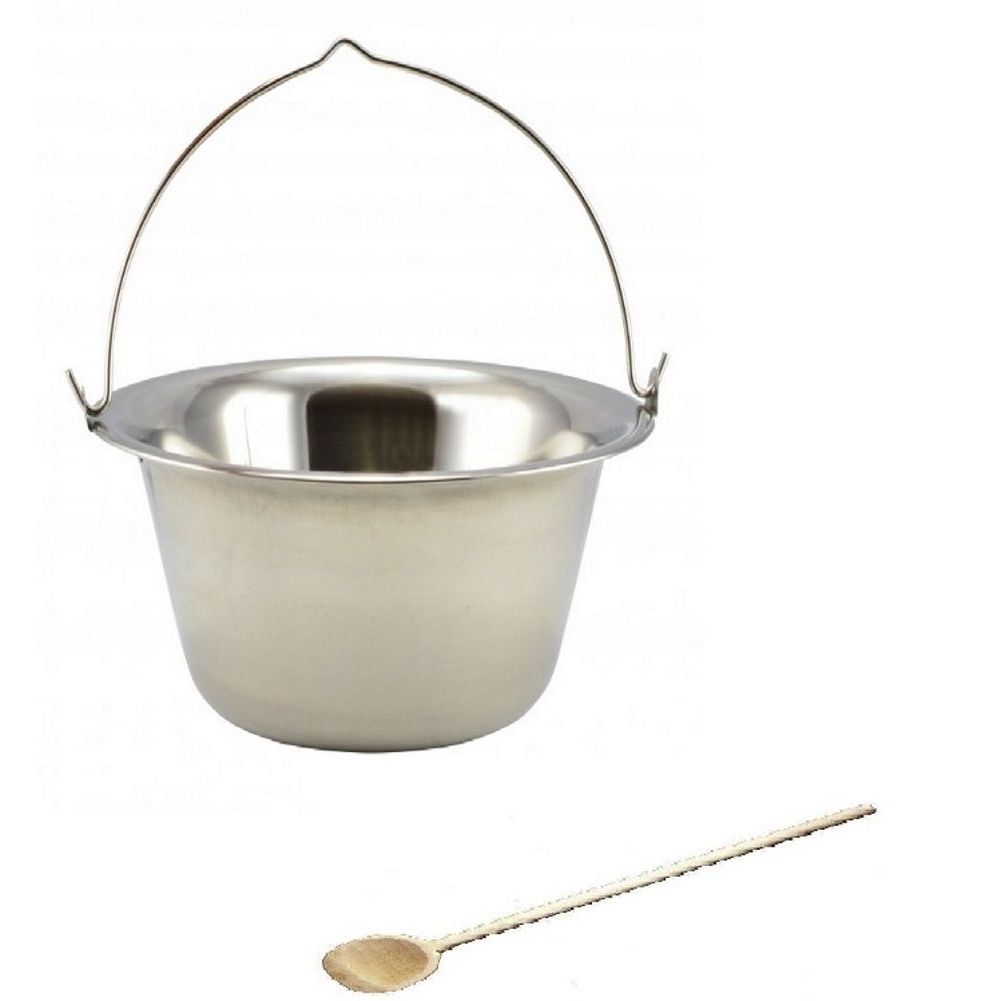 Original ungarischer Edelstahl 6 Liter Gulaschkessel +50cm Kochlöffel Kapazität